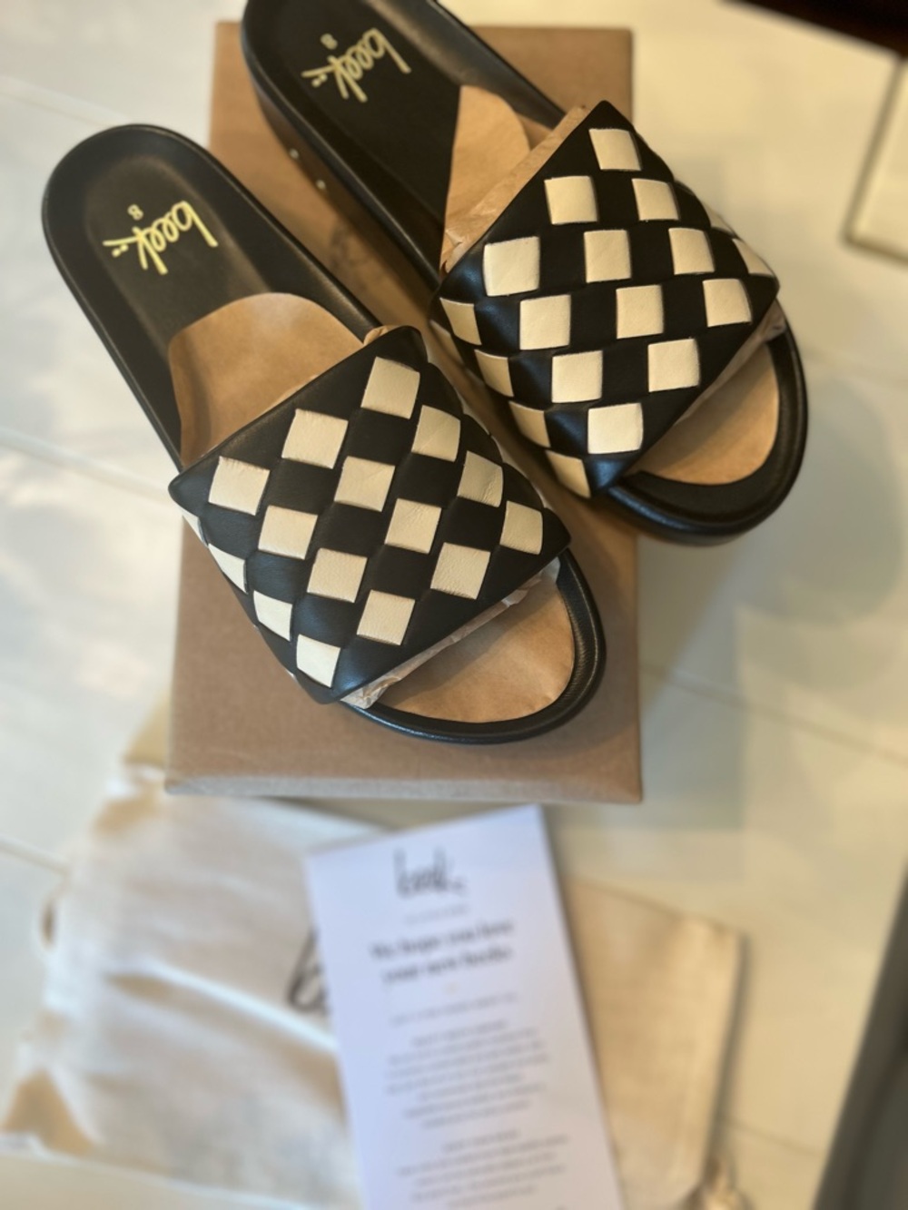 BEEK Black And Cream Checkered Pelican Sandal - Picture 7 of 8